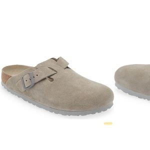 Birkenstock Boston suede clogs, Stone Coin, 39